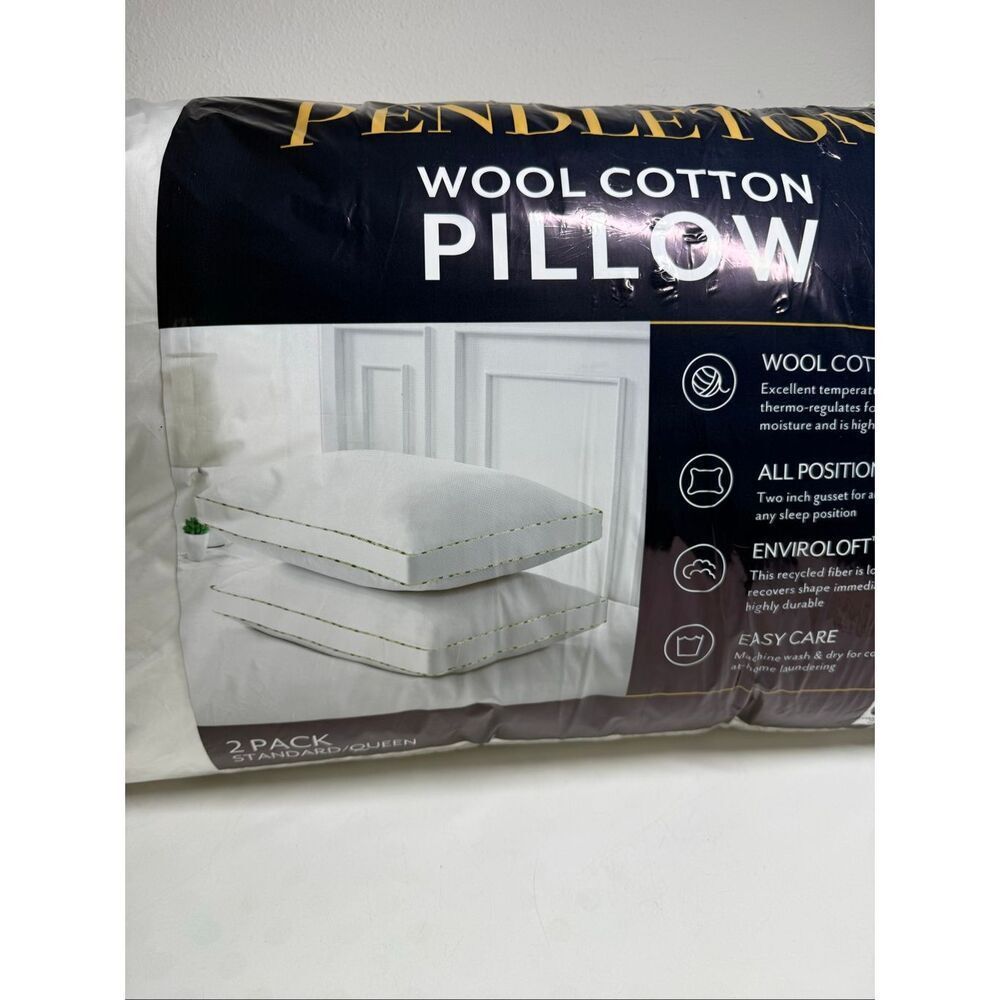 NWT Pendleton 2 Pillows Wool Cotton Temperature Control All Position Support - Picture 11 of 11
